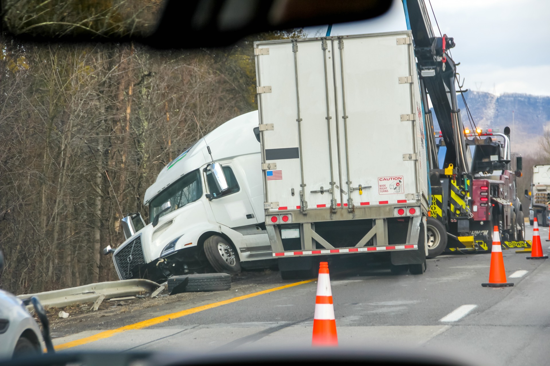 Truck accident on an interstate highway